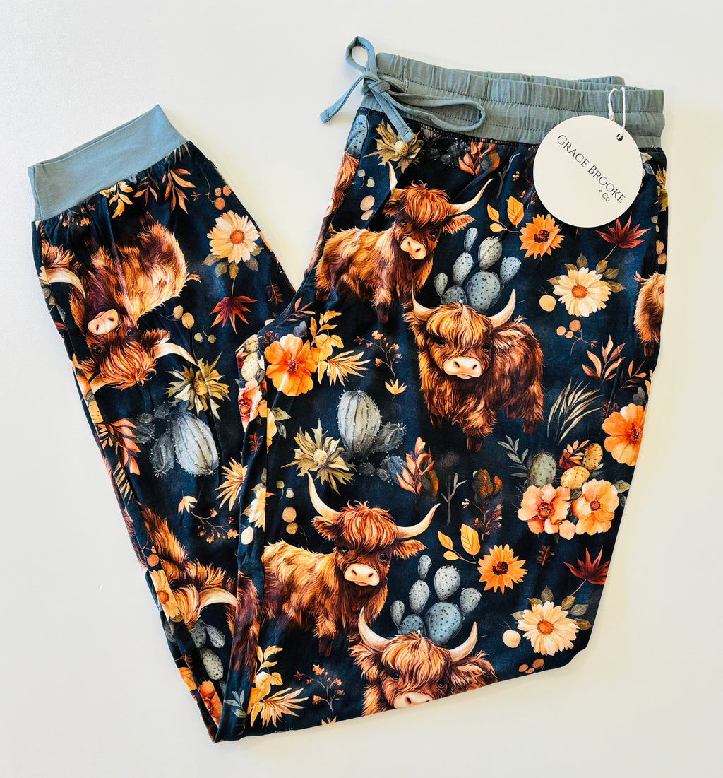 Navy girly Highland cow women’s joggers