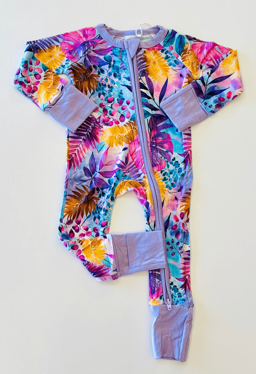 Tropical Purple convertible zippy Romper
