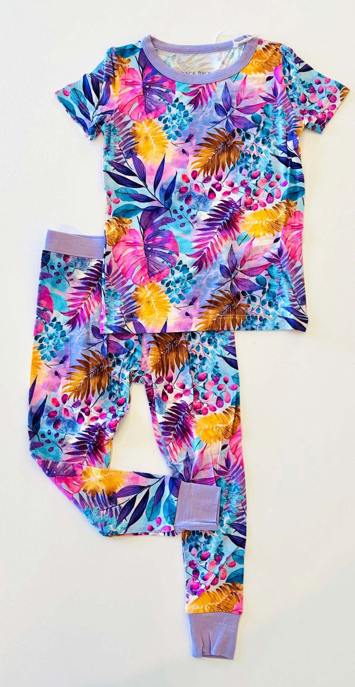 Tropical Purple Short Sleeve And Pant Set