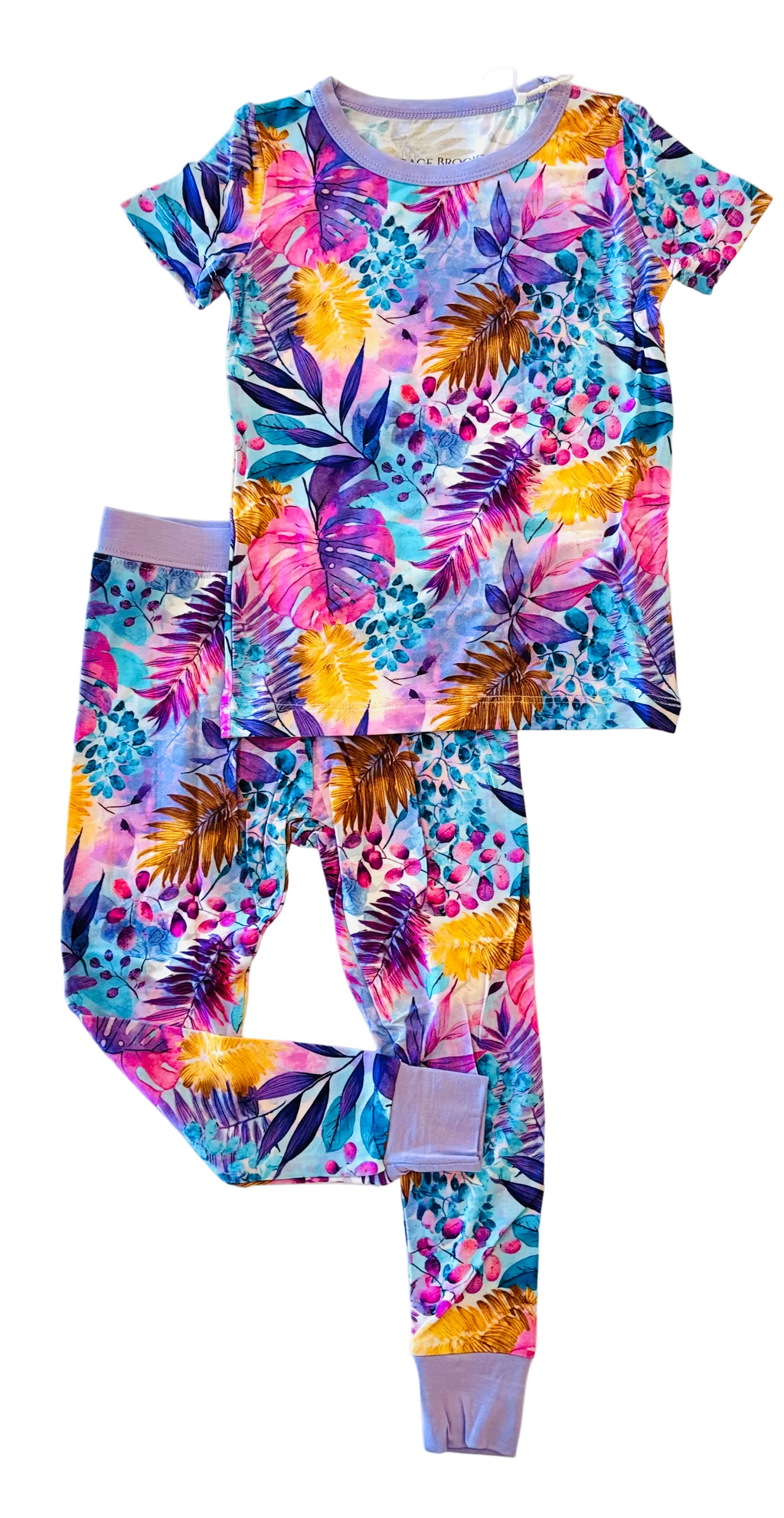Tropical Purple Short Sleeve And Pant Set
