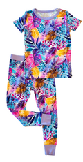 Tropical Purple Short Sleeve And Pant Set