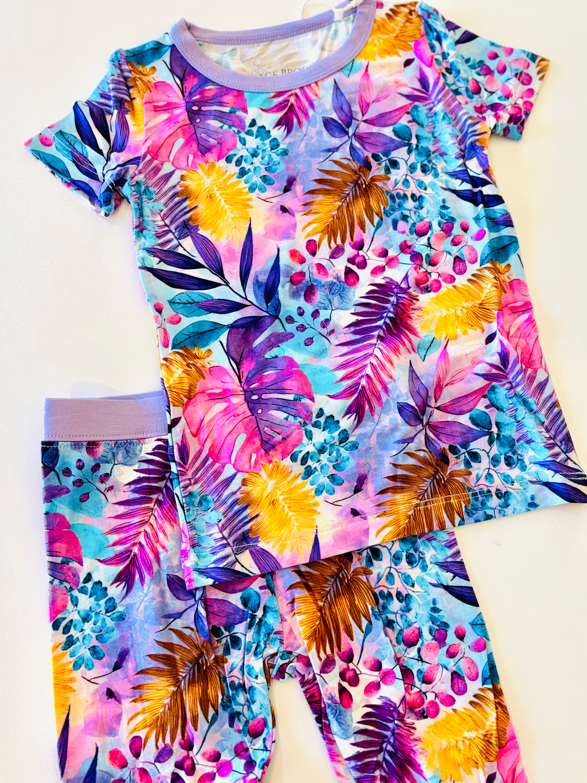 Tropical Purple Short Sleeve And Pant Set