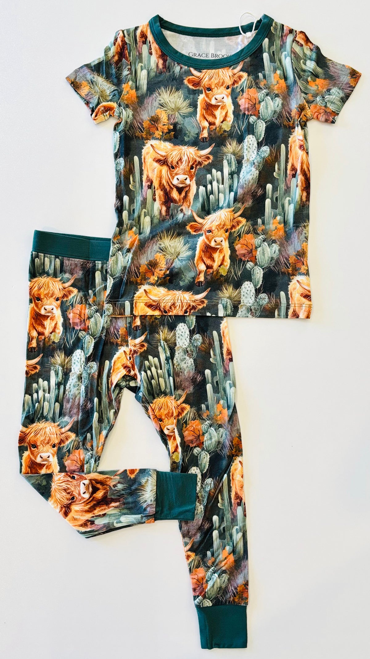 Highland Cow Short Sleeve And Pant Set