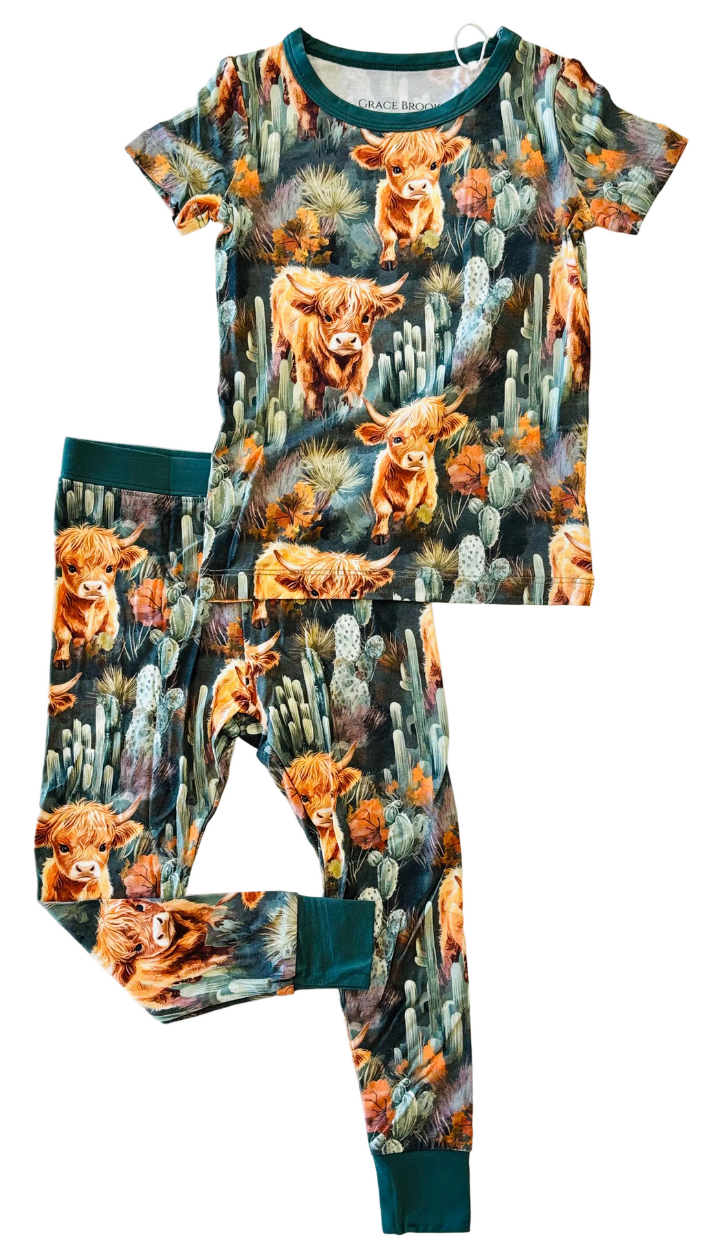 Highland Cow Short Sleeve And Pant Set