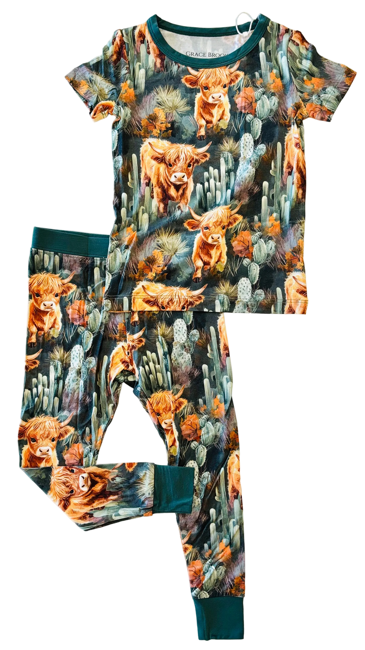 Highland Cow Short Sleeve And Pant Set