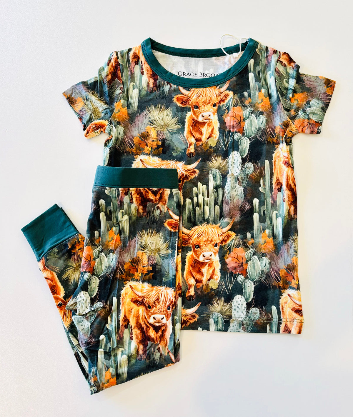 Highland Cow Short Sleeve And Pant Set