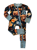 Navy Girly Highland Cow Convertible Zippy Romper