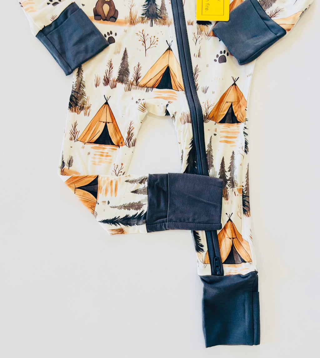 Camping Bear convertible zippy Romper